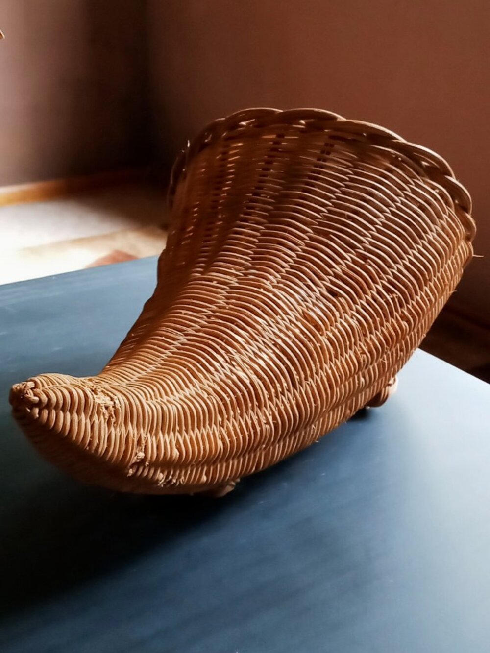 🎉Vintage Rustic Wicker Cornucopia Basket Fall Thanksgiving Decor Shabby Chic🍂 - Picture 14 of 16
